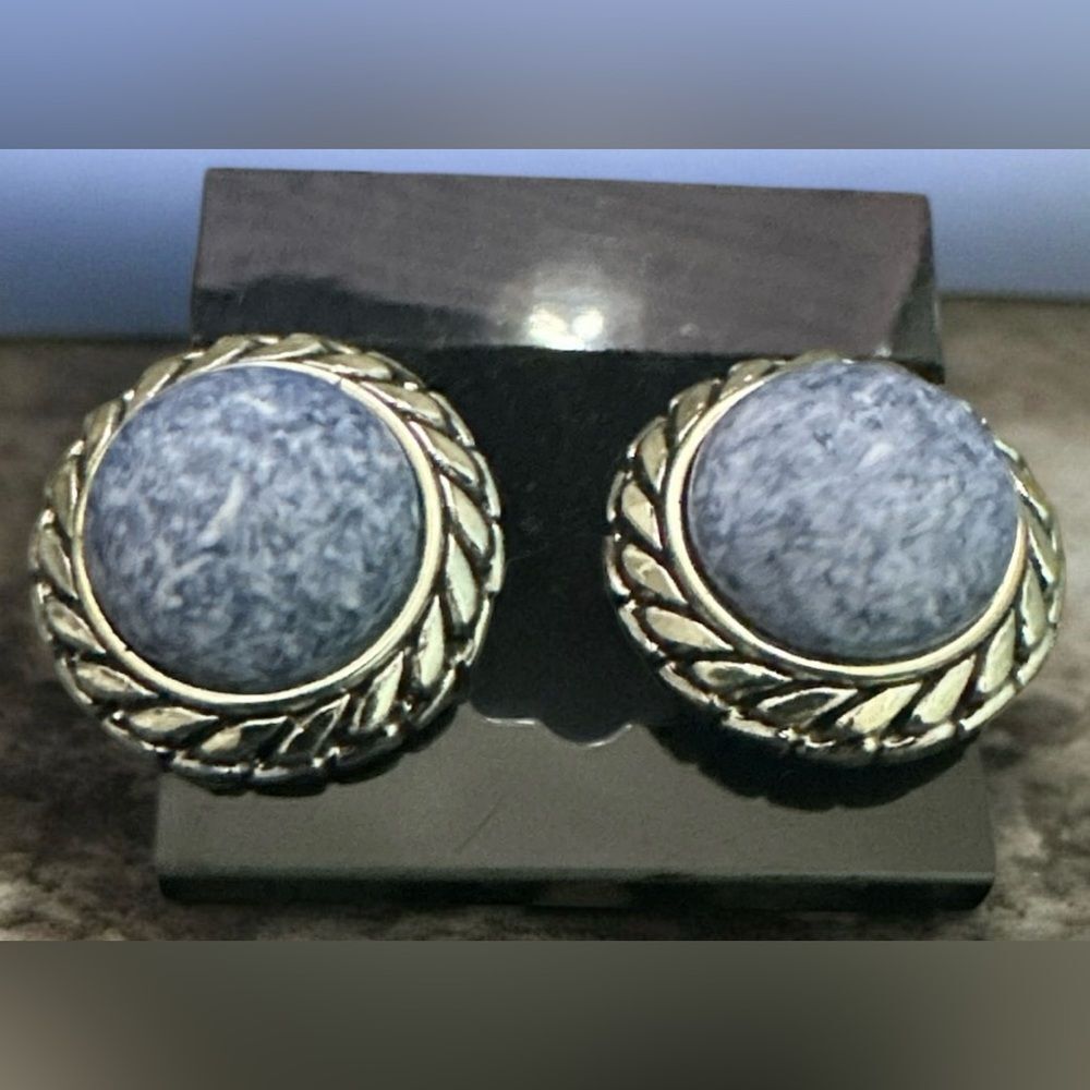 Silver and Blue Stone Earrings